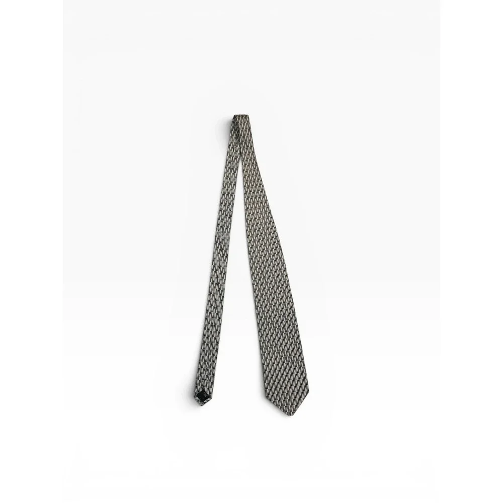 Bruno Rossi‎ Men's 100% Silk Necktie Geometric Pattern Gray Brown Classic Tie
